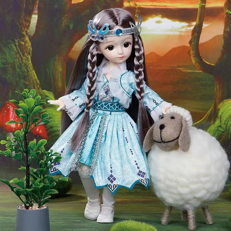 BJD Doll and Clothes Multiple Removable Joints 30Cm 1/6 3D Eyes Doll Girl Dress up Birthday Gift Toy