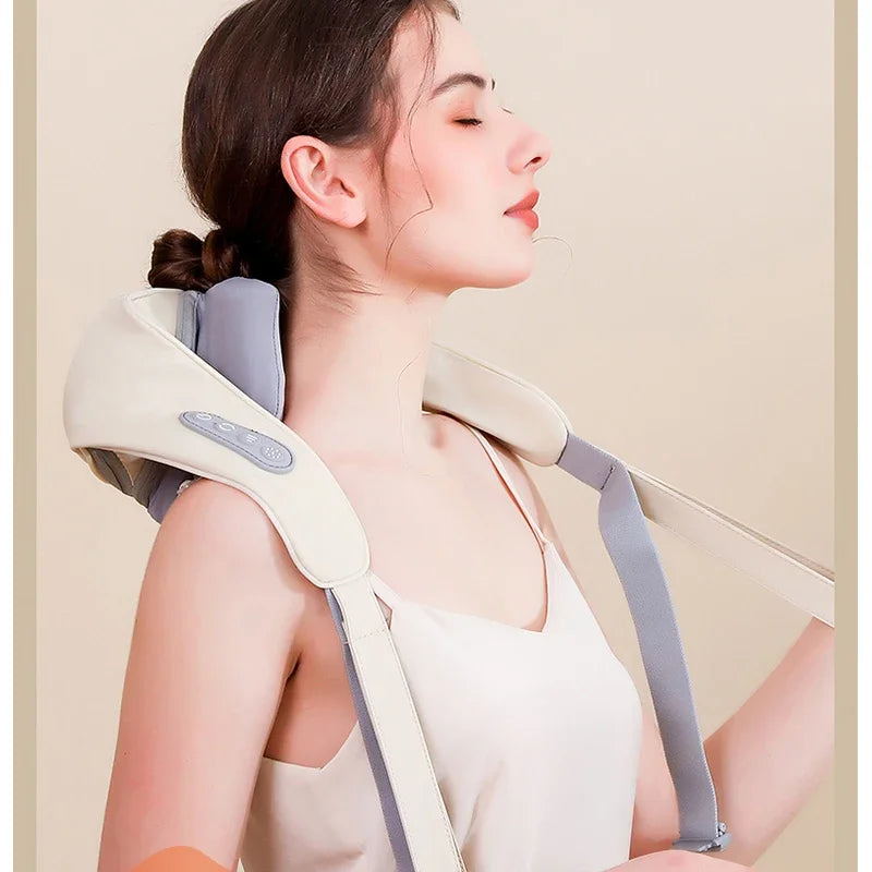 Shiatsu Neck and Shoulder Massager Shawl Kneading Spine Back Muscle Relaxer for Car Home Use Trapezius Neck and Shoulder Massage