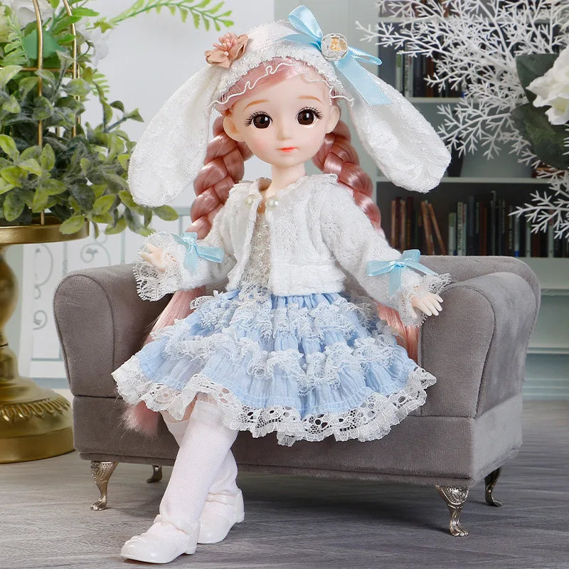 BJD Doll and Clothes Multiple Removable Joints 30Cm 1/6 3D Eyes Doll Girl Dress up Birthday Gift Toy