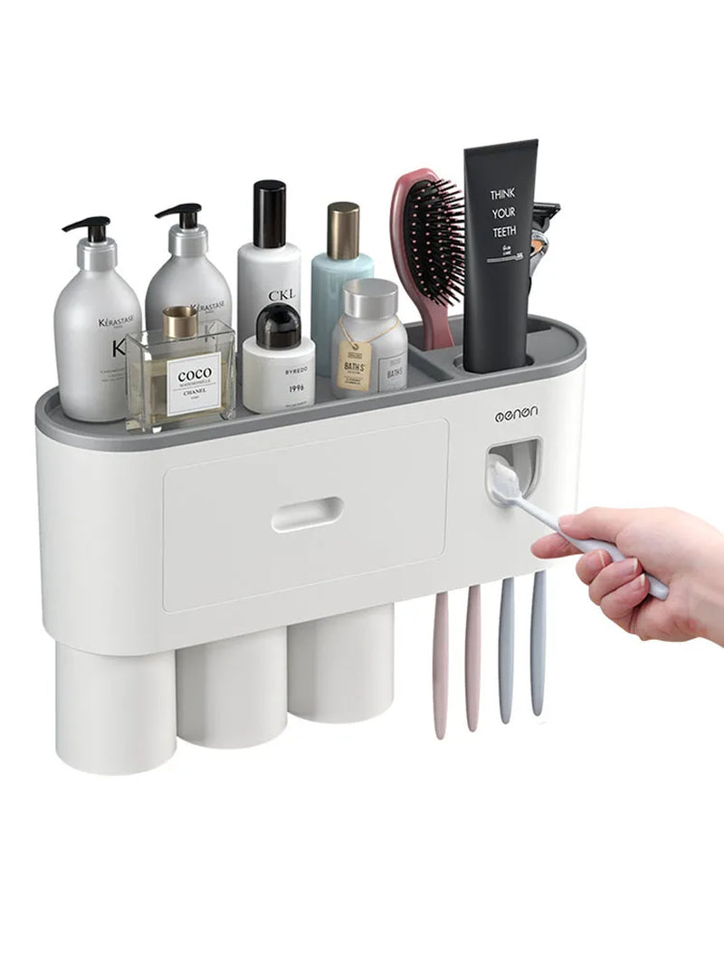 Automatic Toothpaste Dispenser Squeezer Toothbrush Holder for Bathroom Tooth Brush Holder Wallmounted Organizer Storage Bathroom
