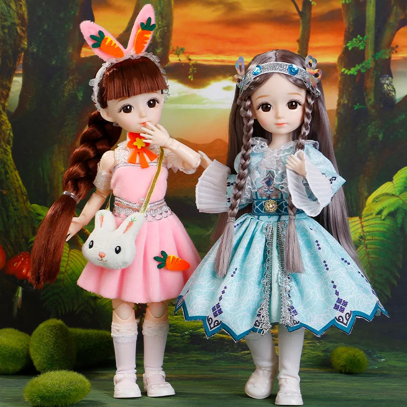 BJD Doll and Clothes Multiple Removable Joints 30Cm 1/6 3D Eyes Doll Girl Dress up Birthday Gift Toy