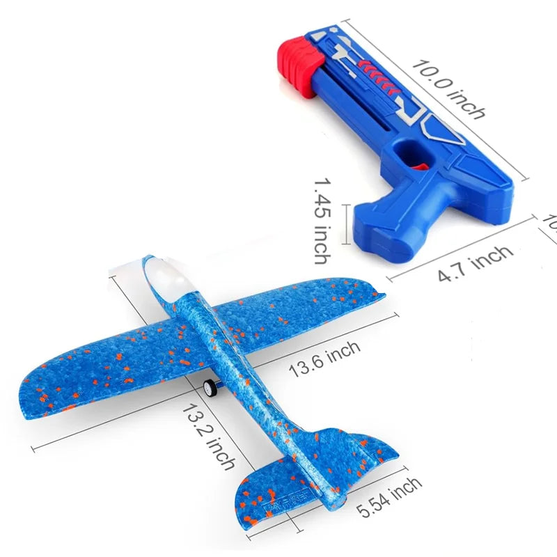 Kids Airplane Launcher Toys 13.2'' LED Foam Glider Catapult Gun Plane Toy for Boys Outdoor Flying Toys Birthday Gifts for Boys
