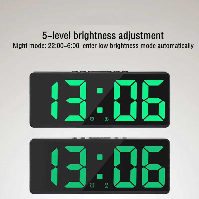 Digital Alarm Clock Voice Control Teperature Snooze Night Mode Desktop Table Clock 12/24H Anti-Disturb Funtion LED Clocks Watch