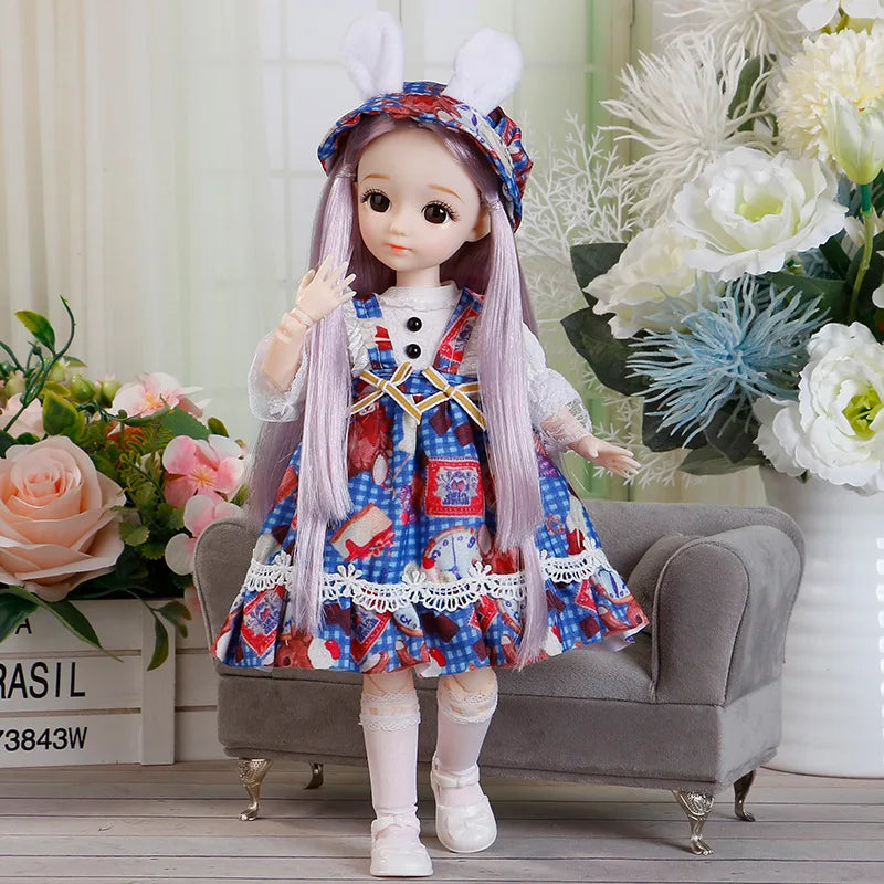 BJD Doll and Clothes Multiple Removable Joints 30Cm 1/6 3D Eyes Doll Girl Dress up Birthday Gift Toy