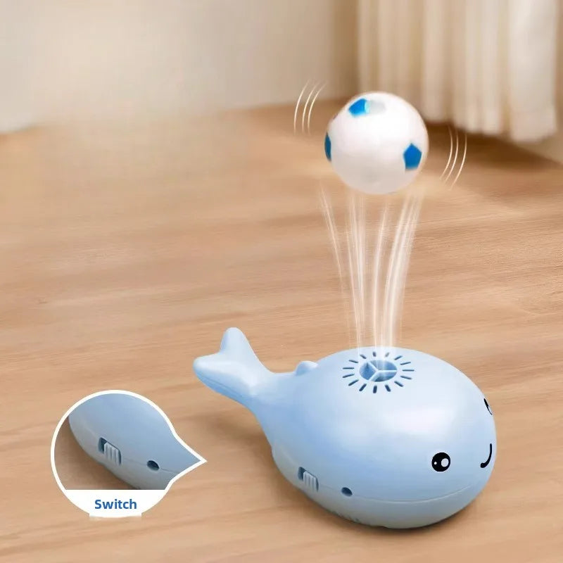 Interactive Cat Toys Electric Jet Floating Ball Cat Toy Whale Shaped Cat Toy Portable USB Dual Function Fan Pet Toy for Teaser