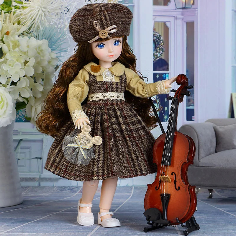 BJD Doll and Clothes Multiple Removable Joints 30Cm 1/6 3D Eyes Doll Girl Dress up Birthday Gift Toy