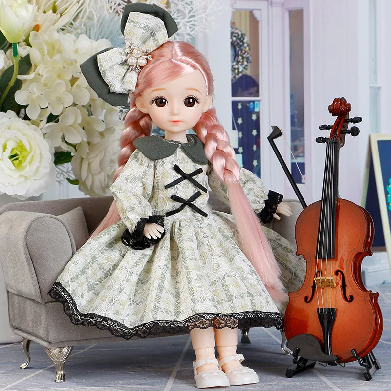 BJD Doll and Clothes Multiple Removable Joints 30Cm 1/6 3D Eyes Doll Girl Dress up Birthday Gift Toy