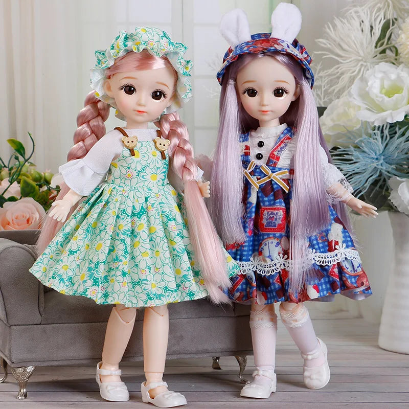 BJD Doll and Clothes Multiple Removable Joints 30Cm 1/6 3D Eyes Doll Girl Dress up Birthday Gift Toy