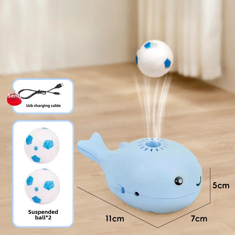 Interactive Cat Toys Electric Jet Floating Ball Cat Toy Whale Shaped Cat Toy Portable USB Dual Function Fan Pet Toy for Teaser