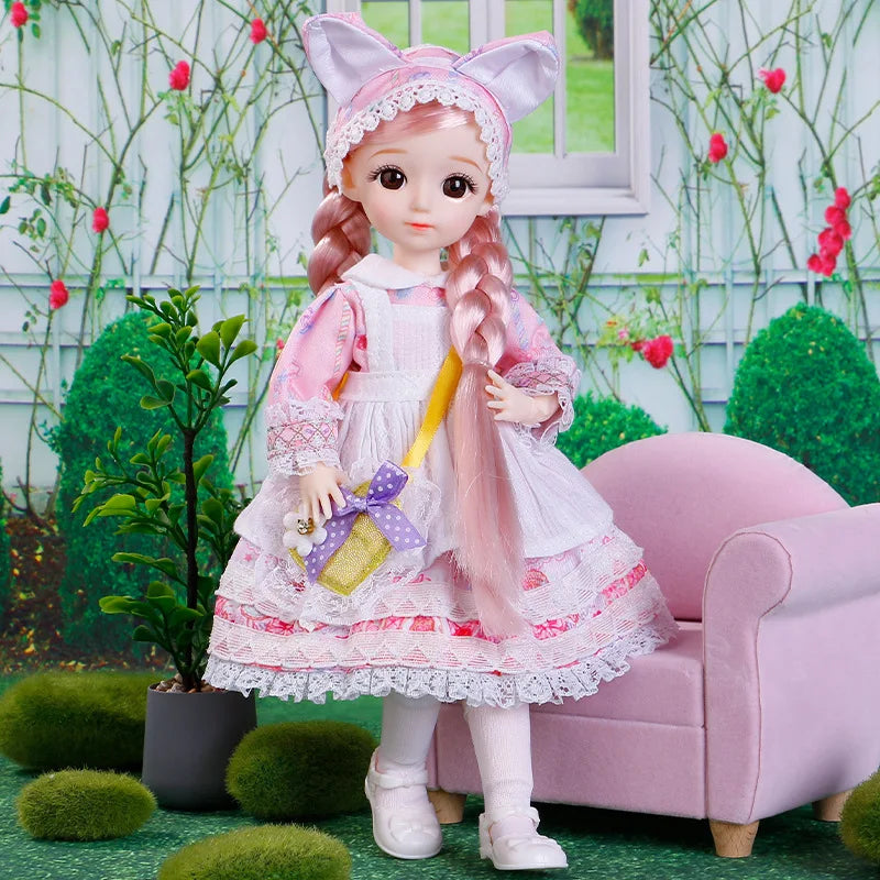 BJD Doll and Clothes Multiple Removable Joints 30Cm 1/6 3D Eyes Doll Girl Dress up Birthday Gift Toy