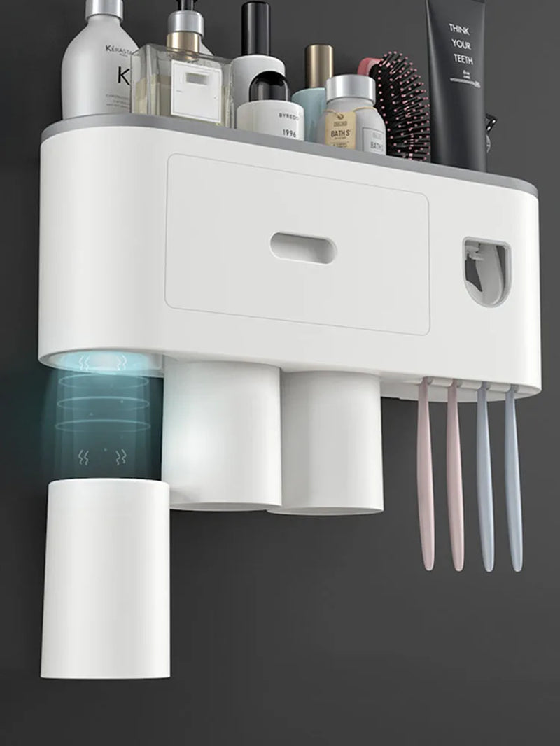 Automatic Toothpaste Dispenser Squeezer Toothbrush Holder for Bathroom Tooth Brush Holder Wallmounted Organizer Storage Bathroom