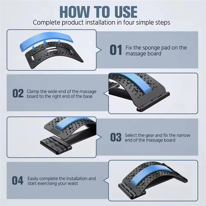 Blue Magic Stretch Back Massager Fitness Lumbar Support Relaxation Tool Stretcher for Spine Pain Relief Massageador Equipment