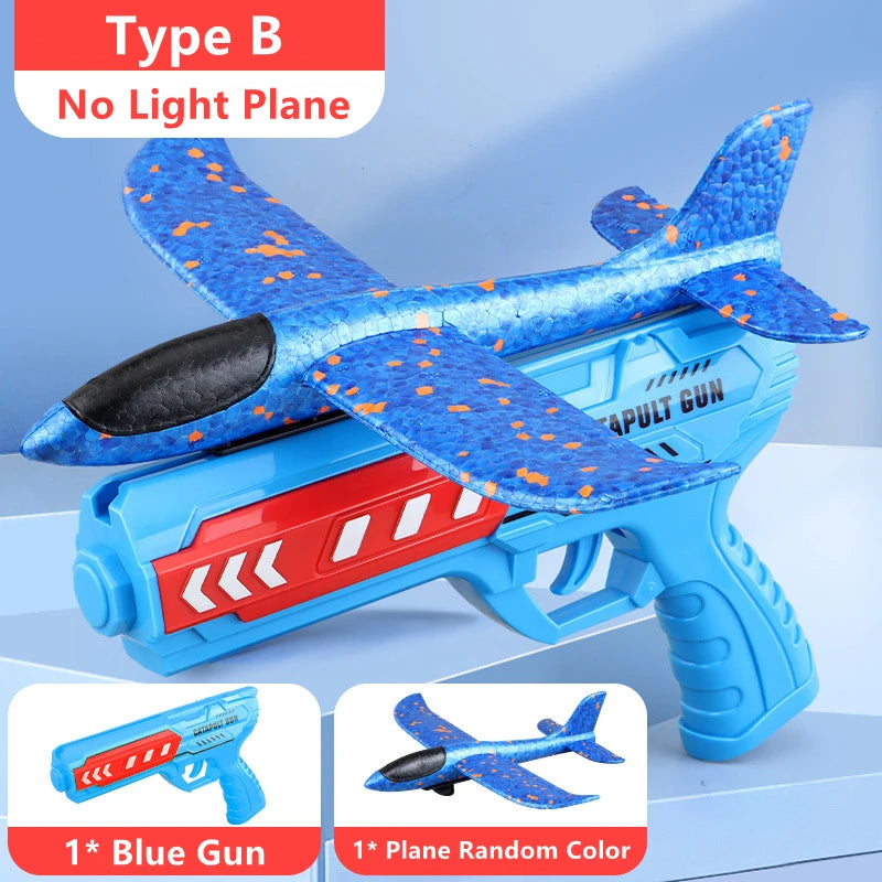 Kids Airplane Launcher Toys 13.2'' LED Foam Glider Catapult Gun Plane Toy for Boys Outdoor Flying Toys Birthday Gifts for Boys