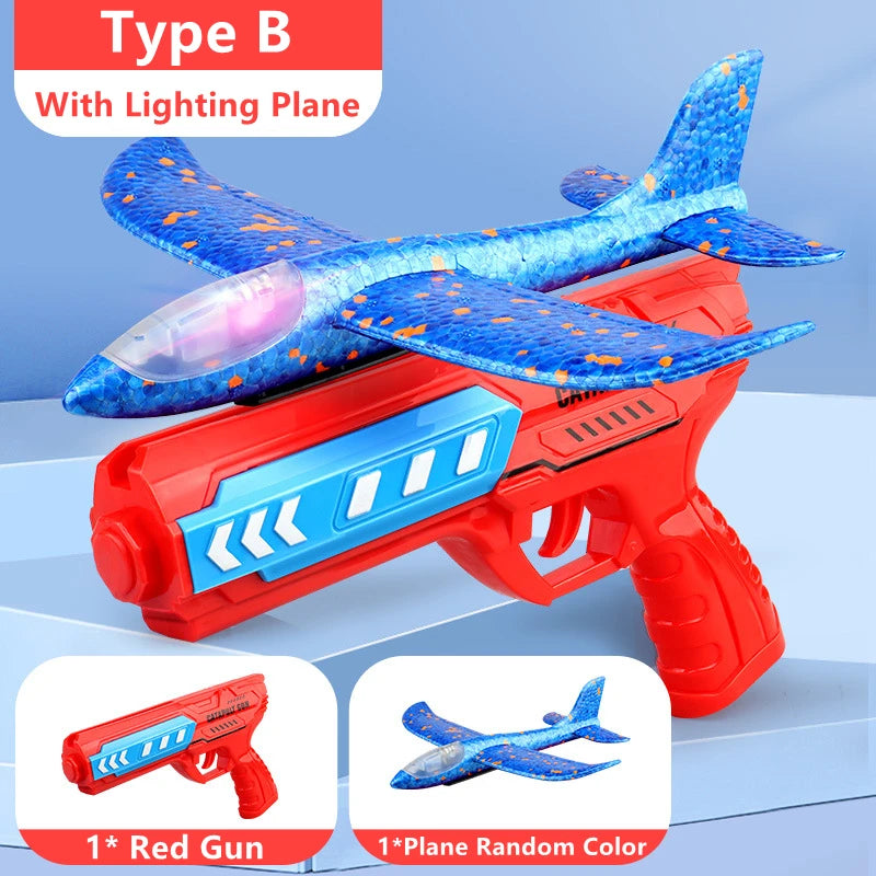 Kids Airplane Launcher Toys 13.2'' LED Foam Glider Catapult Gun Plane Toy for Boys Outdoor Flying Toys Birthday Gifts for Boys