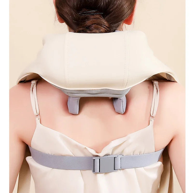 Shiatsu Neck and Shoulder Massager Shawl Kneading Spine Back Muscle Relaxer for Car Home Use Trapezius Neck and Shoulder Massage