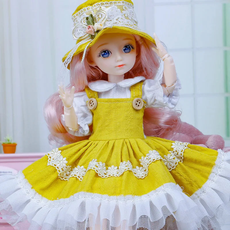 BJD Doll and Clothes Multiple Removable Joints 30Cm 1/6 3D Eyes Doll Girl Dress up Birthday Gift Toy