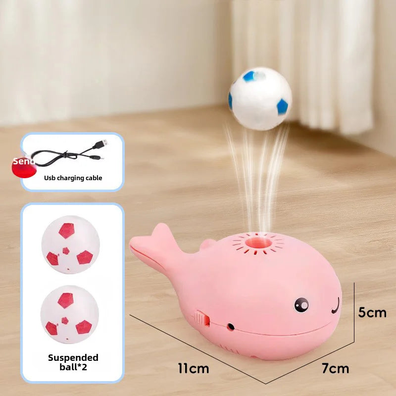 Interactive Cat Toys Electric Jet Floating Ball Cat Toy Whale Shaped Cat Toy Portable USB Dual Function Fan Pet Toy for Teaser