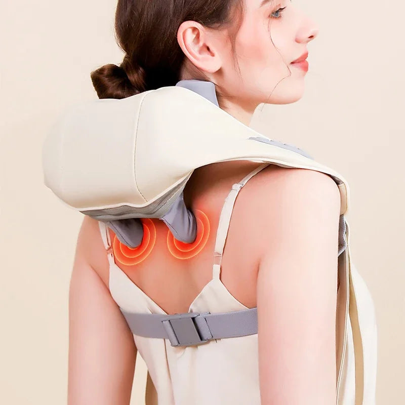 Shiatsu Neck and Shoulder Massager Shawl Kneading Spine Back Muscle Relaxer for Car Home Use Trapezius Neck and Shoulder Massage