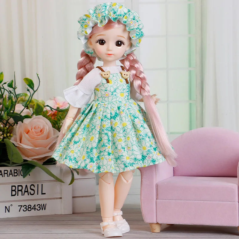 BJD Doll and Clothes Multiple Removable Joints 30Cm 1/6 3D Eyes Doll Girl Dress up Birthday Gift Toy