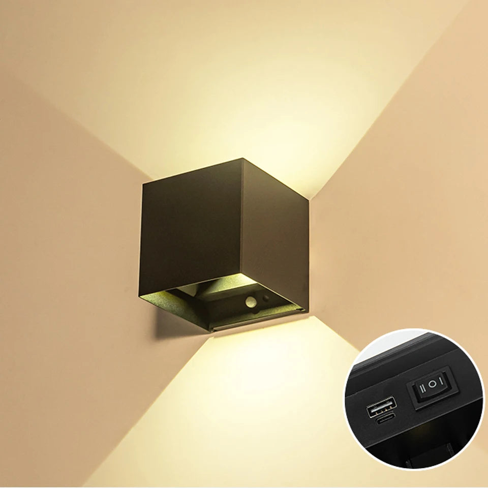 LED Intelligent Motion Sensor Wall Lamp 6W with Battery Charging with USB Wall Light for Bedroom Night Lighting Corridor De