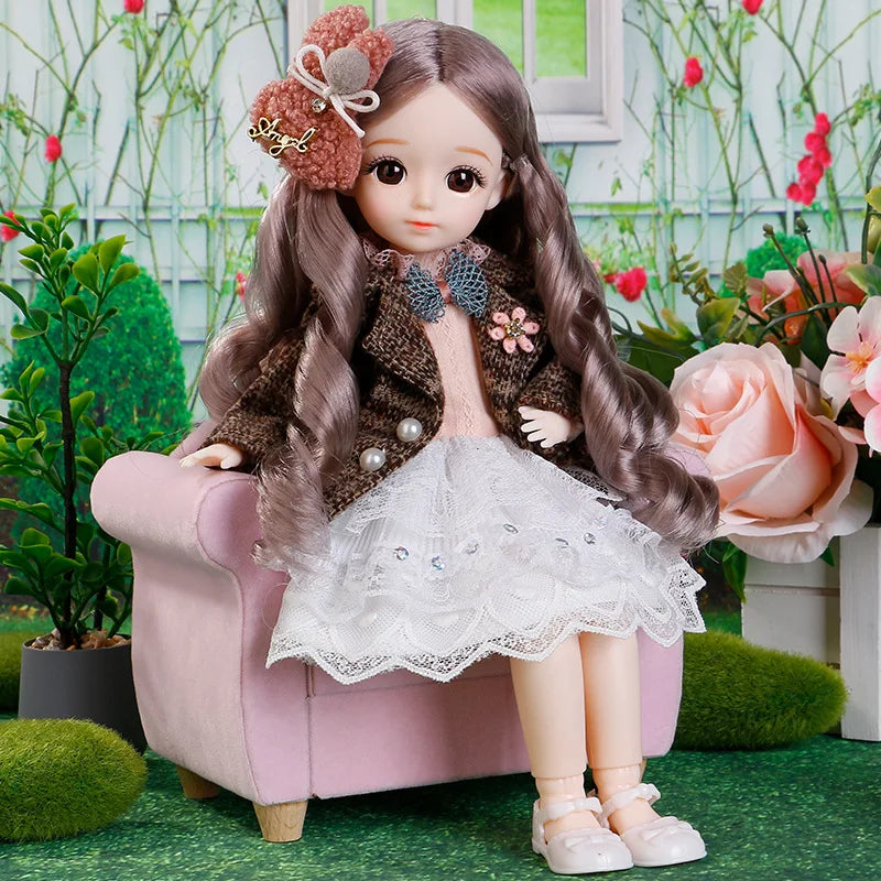 BJD Doll and Clothes Multiple Removable Joints 30Cm 1/6 3D Eyes Doll Girl Dress up Birthday Gift Toy