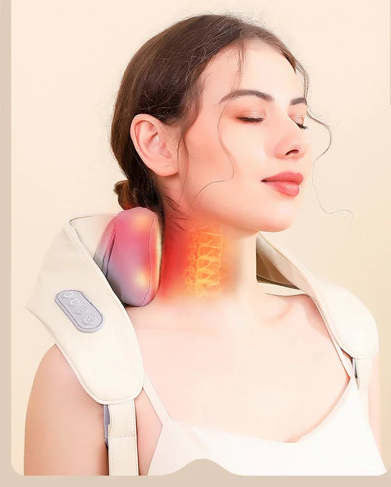Shiatsu Neck and Shoulder Massager Shawl Kneading Spine Back Muscle Relaxer for Car Home Use Trapezius Neck and Shoulder Massage