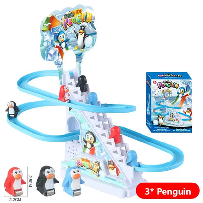 Electric Small Ducks Climbing Toys DIY Ducks Chasing Race Track Game Set with Lights & Music Roller Coaster Toy for Kids Gift
