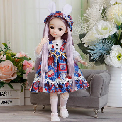 BJD Doll and Clothes Multiple Removable Joints 30Cm 1/6 3D Eyes Doll Girl Dress up Birthday Gift Toy