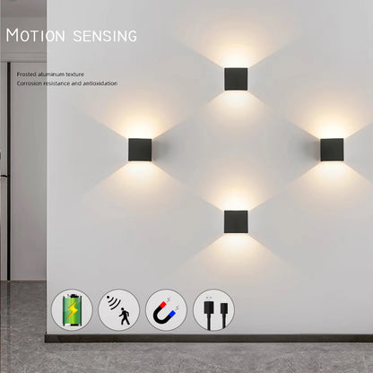 LED Intelligent Motion Sensor Wall Lamp 6W with Battery Charging with USB Wall Light for Bedroom Night Lighting Corridor De