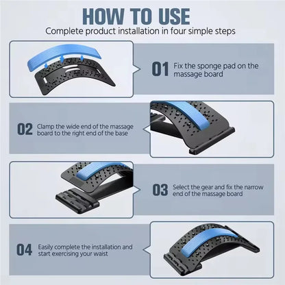 Blue Magic Stretch Back Massager Fitness Lumbar Support Relaxation Tool Stretcher for Spine Pain Relief Massageador Equipment