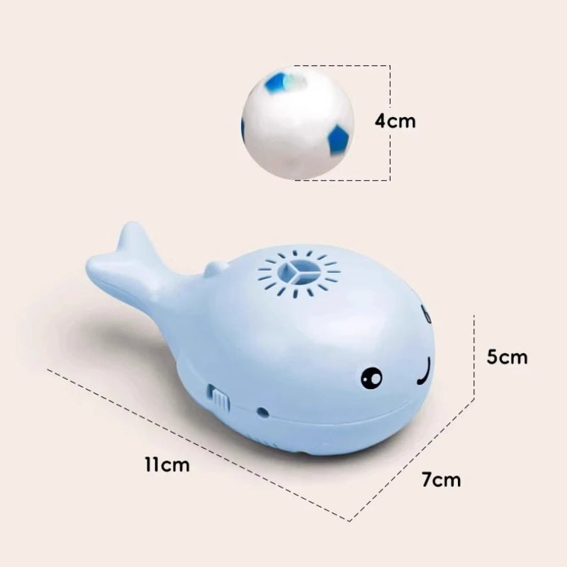 Interactive Cat Toys Electric Jet Floating Ball Cat Toy Whale Shaped Cat Toy Portable USB Dual Function Fan Pet Toy for Teaser