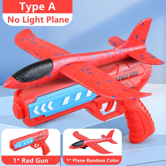 Kids Airplane Launcher Toys 13.2'' LED Foam Glider Catapult Gun Plane Toy for Boys Outdoor Flying Toys Birthday Gifts for Boys