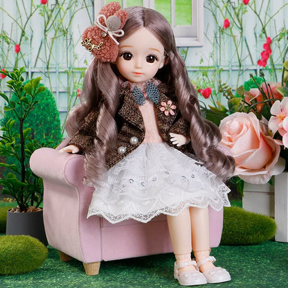 BJD Doll and Clothes Multiple Removable Joints 30Cm 1/6 3D Eyes Doll Girl Dress up Birthday Gift Toy